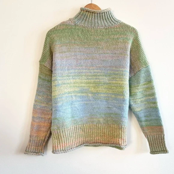 Anthropologie 525 America Space-Dye Mock-Neck Pastel Multicoloured Sweater - Picture 8 of 10